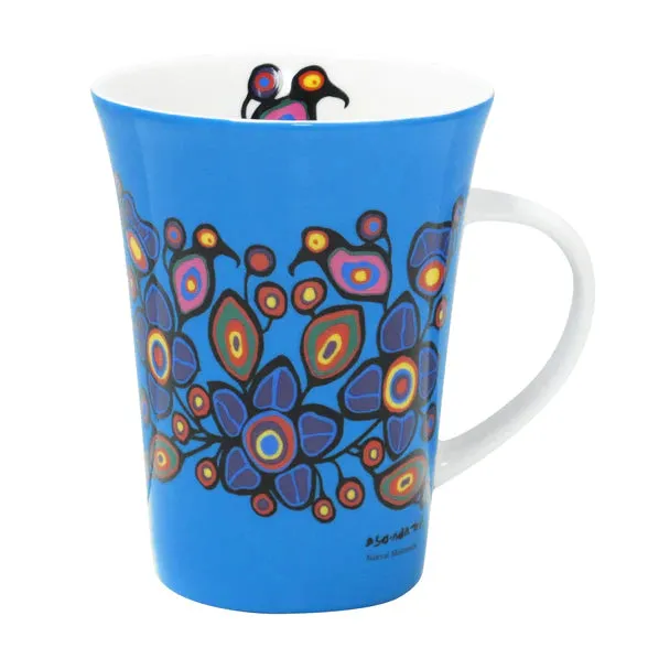 Flowers and Birds Porcelain Mug by Norval Morrisseau