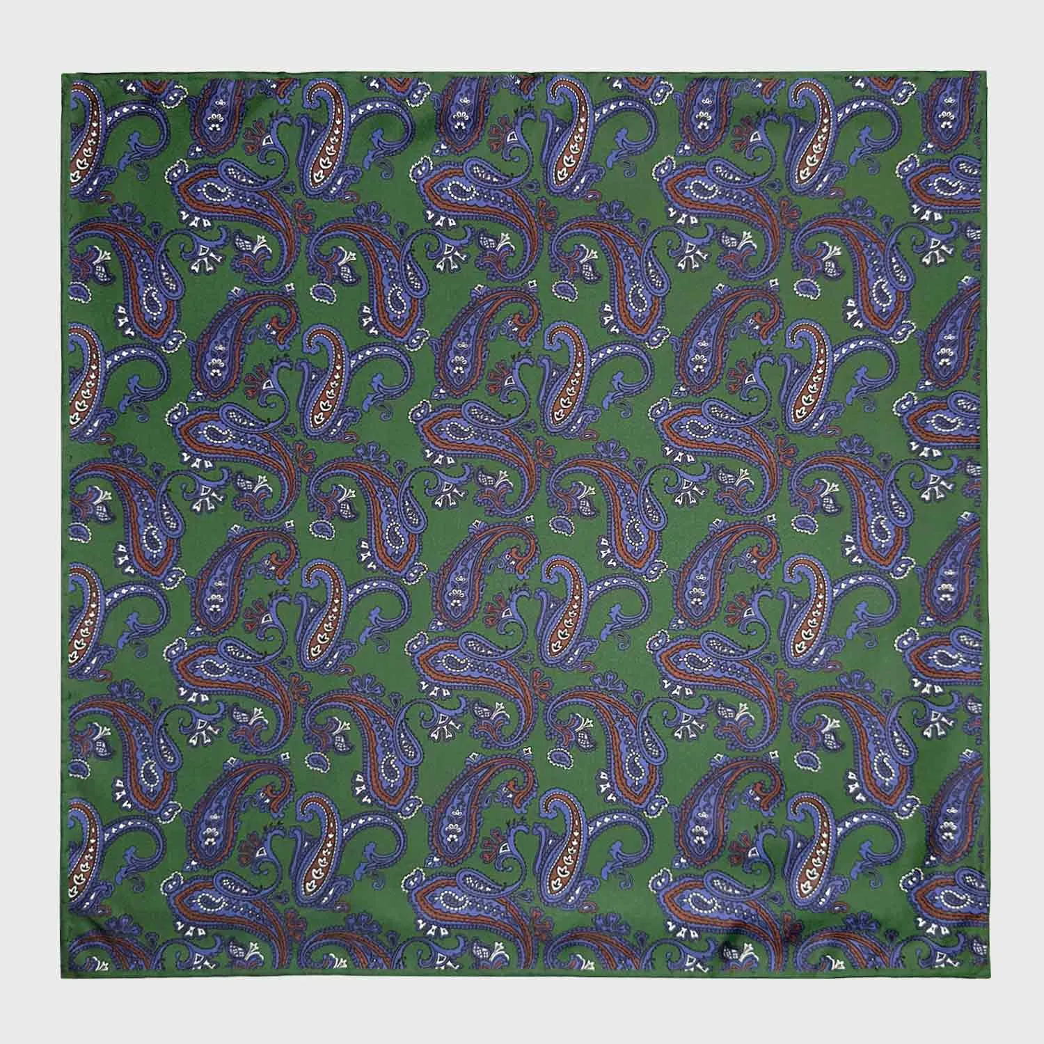 F.Marino Silk Pocket Square Paisley Grass Green