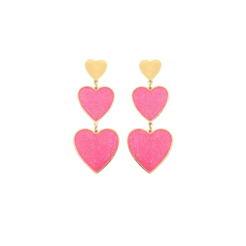 Gold Rim Colored Heart Earrings