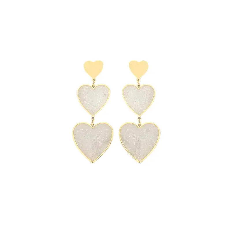 Gold Rim Colored Heart Earrings