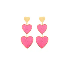 Gold Rim Colored Heart Earrings