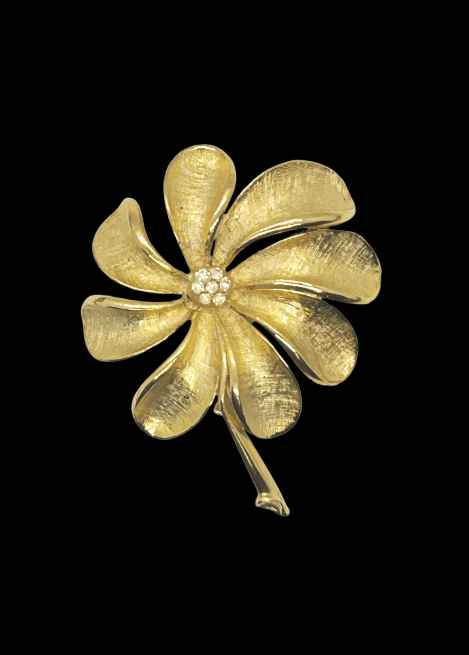 Golden Flower with Long Petals Vintage Brooch