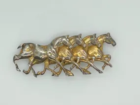 Gorgeous Antique Running Horses Brooch