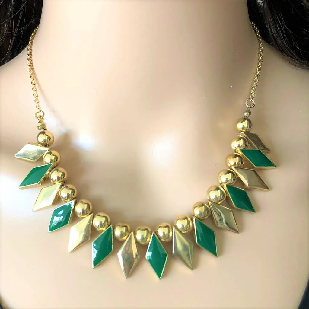 Green and Gold Diamond Necklace