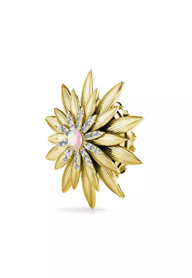 Her Jewellery Her Jewellery Shiny Lotus Brooch (Yellow Gold)‏ - Luxury Crystal Embellishments plated with 18K Gold