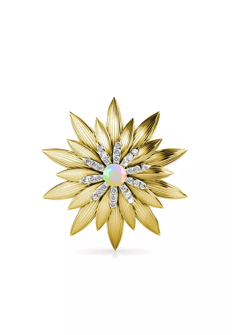 Her Jewellery Her Jewellery Shiny Lotus Brooch (Yellow Gold)‏ - Luxury Crystal Embellishments plated with 18K Gold