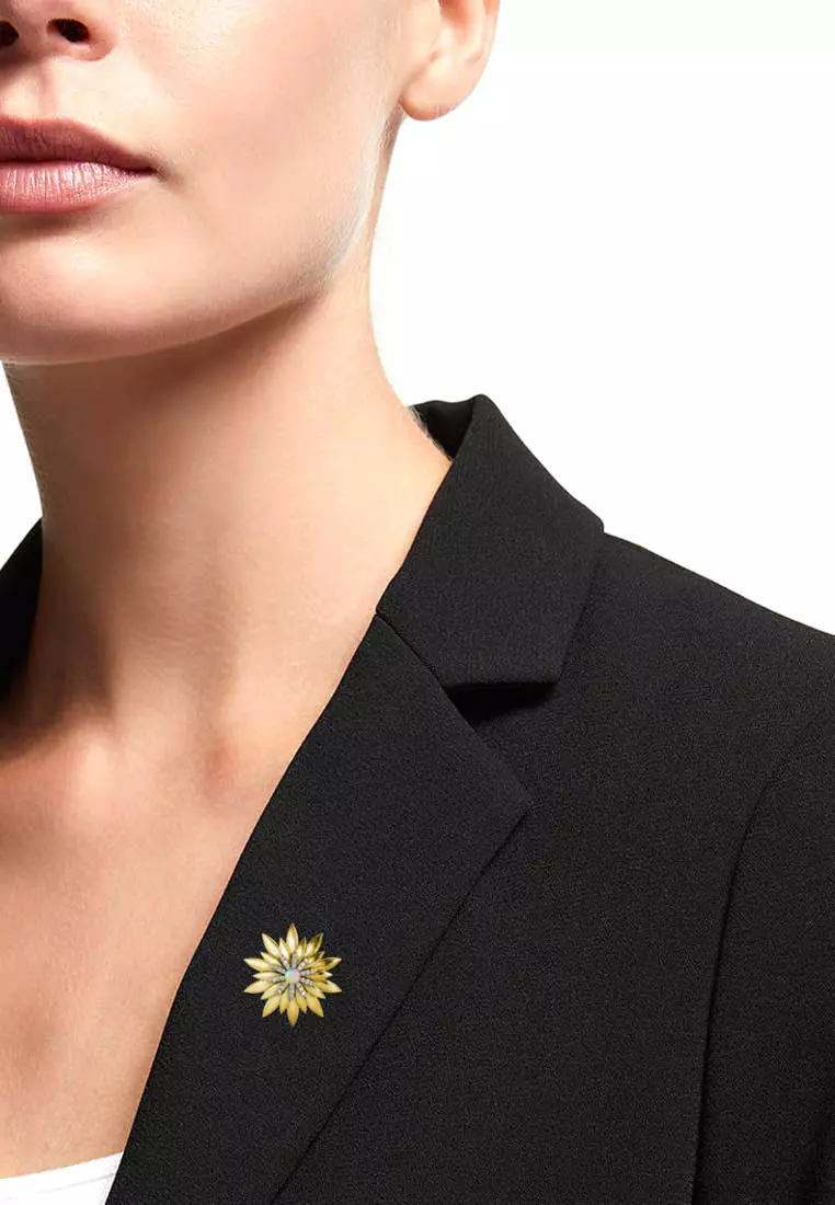 Her Jewellery Her Jewellery Shiny Lotus Brooch (Yellow Gold)‏ - Luxury Crystal Embellishments plated with 18K Gold