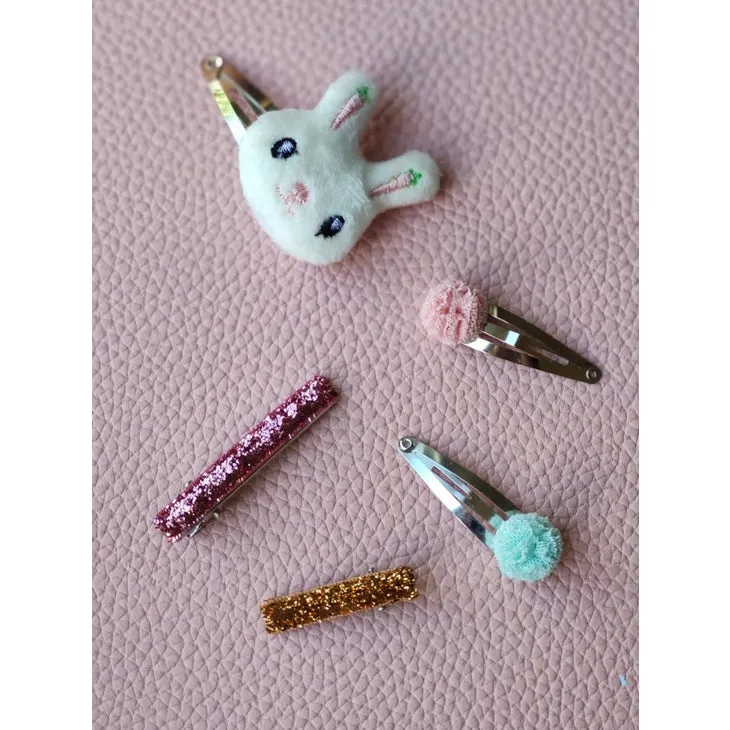 Honey Bunny Hair Clip Set (set of five)