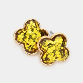 iLLASPARKZ Glittered Quatrefoil Stud Earrings