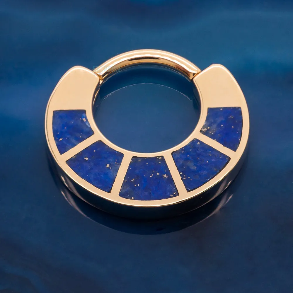 Islay Hinge Ring in Gold with Inlayed Lapis