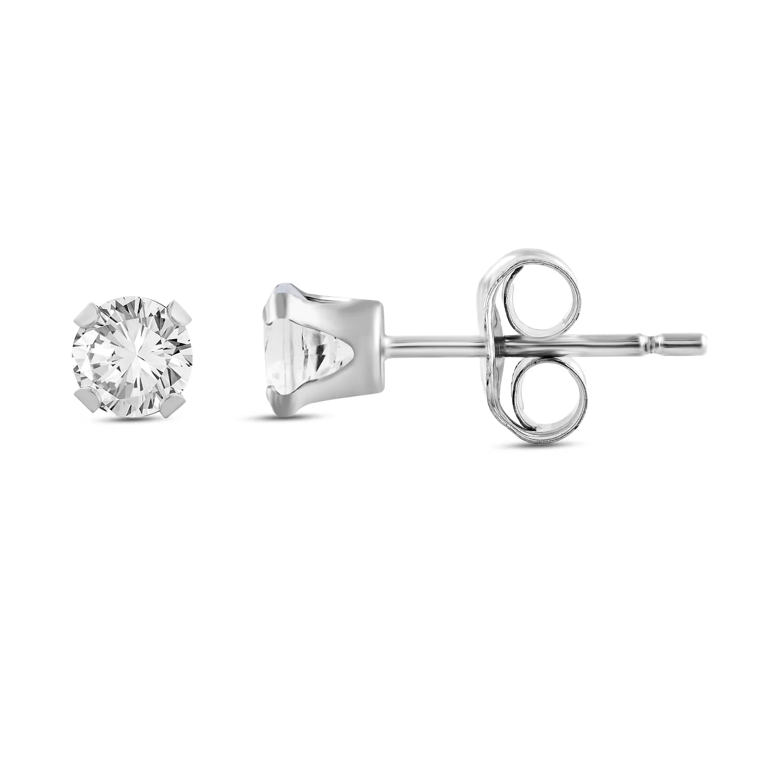 Jewelili 10K White Gold With Created White Sapphire Stud Earrings