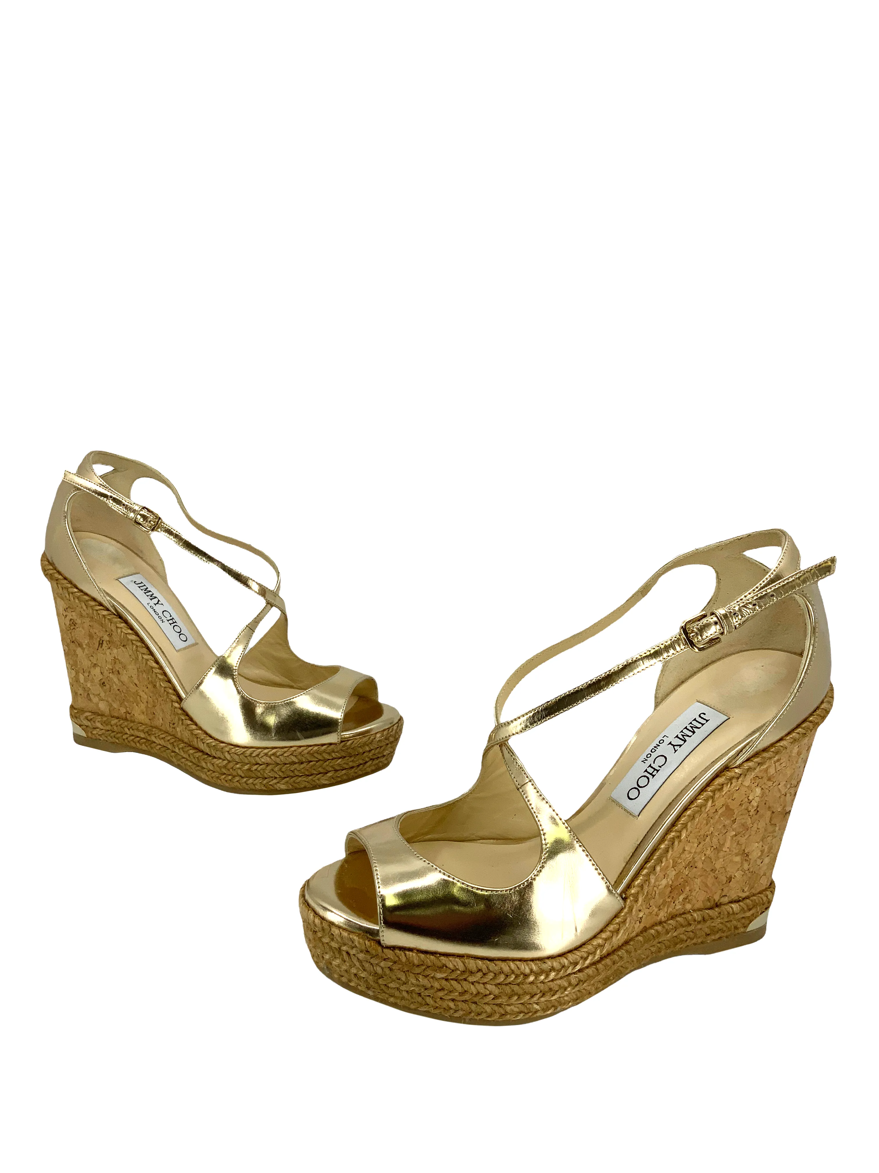 JIMMY CHOO Dakota Wedge Espadrille Wedge Sandals Size 7.5