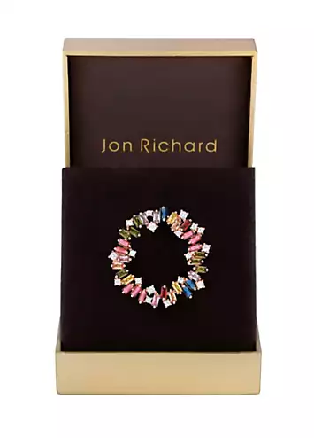 Jon Richard Rose Gold Plated Multi Cubic Zirconia Scattered Stone Brooch - Gift Boxed | Grattan