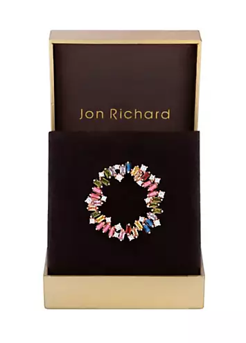 Jon Richard Rose Gold Plated Multi Cubic Zirconia Scattered Stone Brooch - Gift Boxed | Grattan