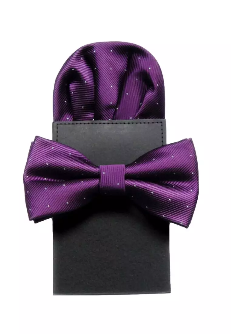 Kings Collection Purple Bow Tie, Pocket Square 2 Pieces Gift Set (KCBT2193)