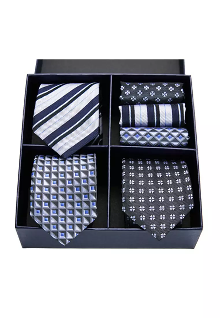 Kings Collection Tie, Pocket Square 6 Pieces Gift Set (KCBT2132)