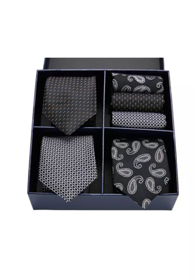 Kings Collection Tie, Pocket Square 6 Pieces Gift Set (UPKCBT2115)