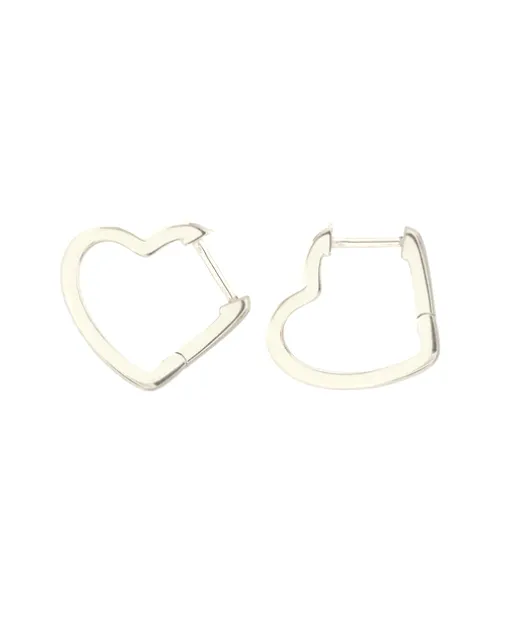 Kris Nations Open Heart Hinged Huggie Earrings - Silver