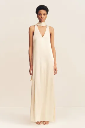 LA LUNE SCARF PANELLED MAXI DRESS - CREAM