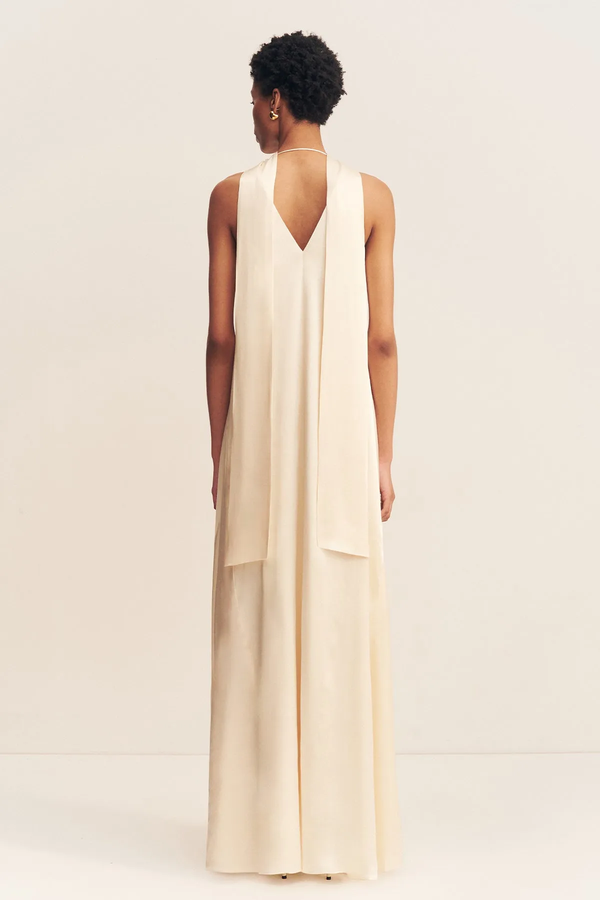 LA LUNE SCARF PANELLED MAXI DRESS - CREAM