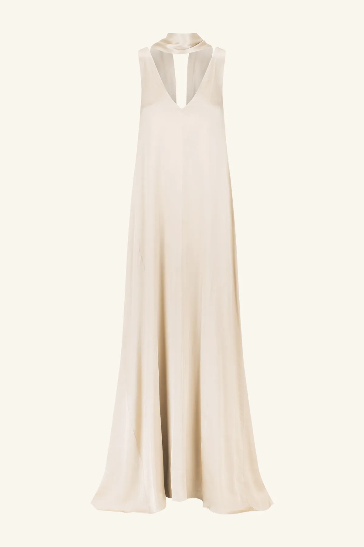 LA LUNE SCARF PANELLED MAXI DRESS - CREAM