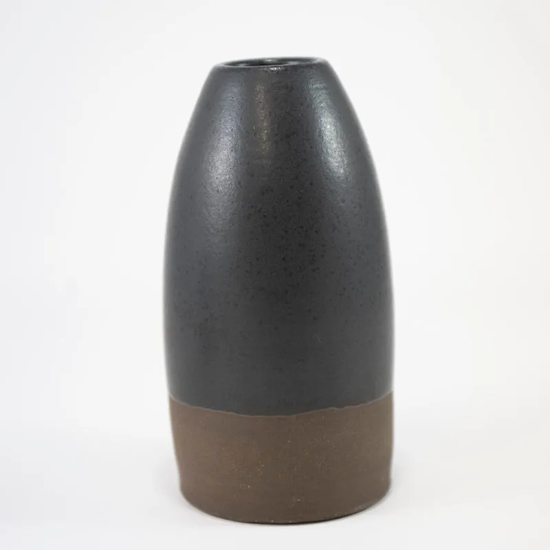 Large Bud Vase in Coal Glaze