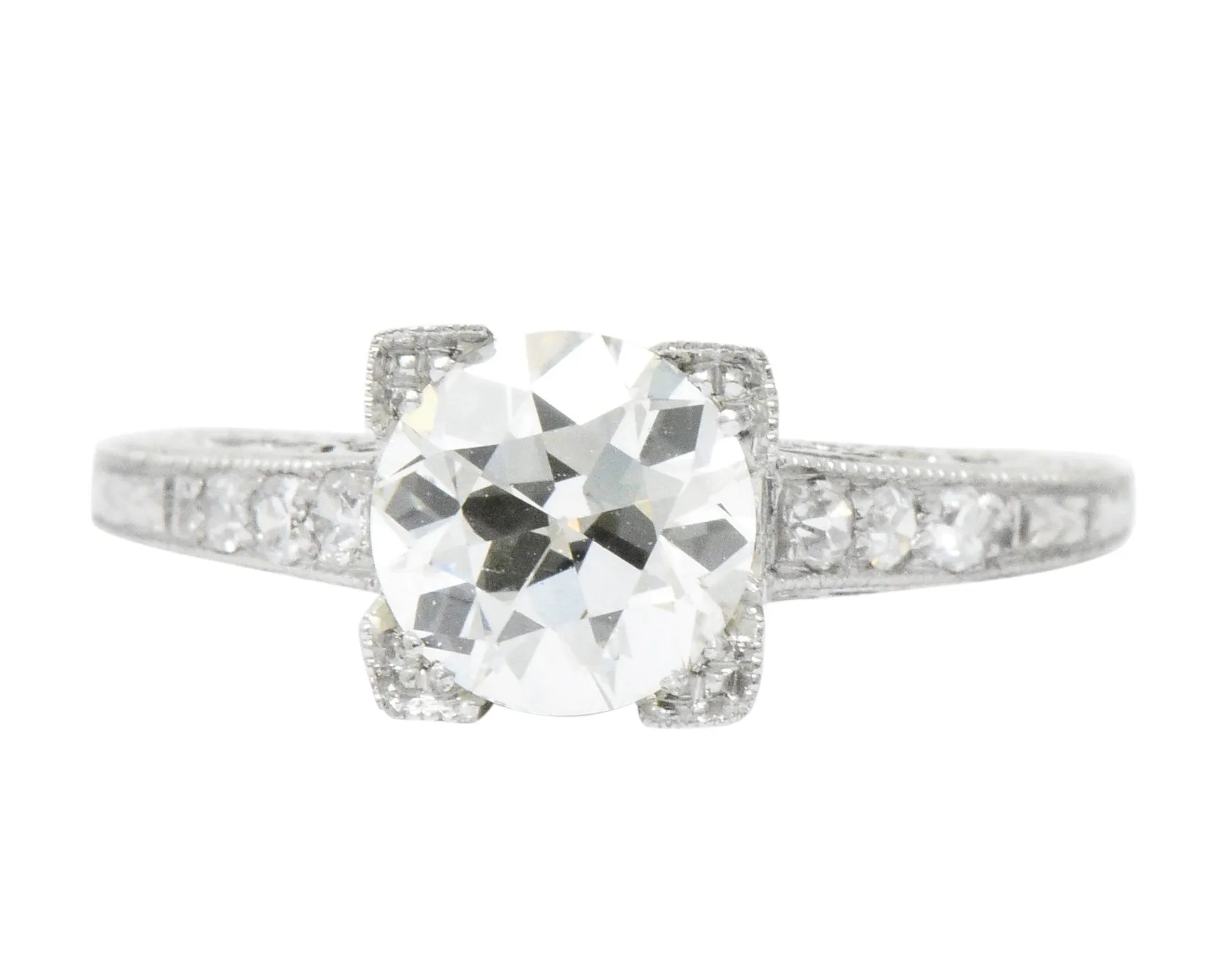 Late Art Deco 1.17 CTW Diamond Platinum Engagement Ring GIA