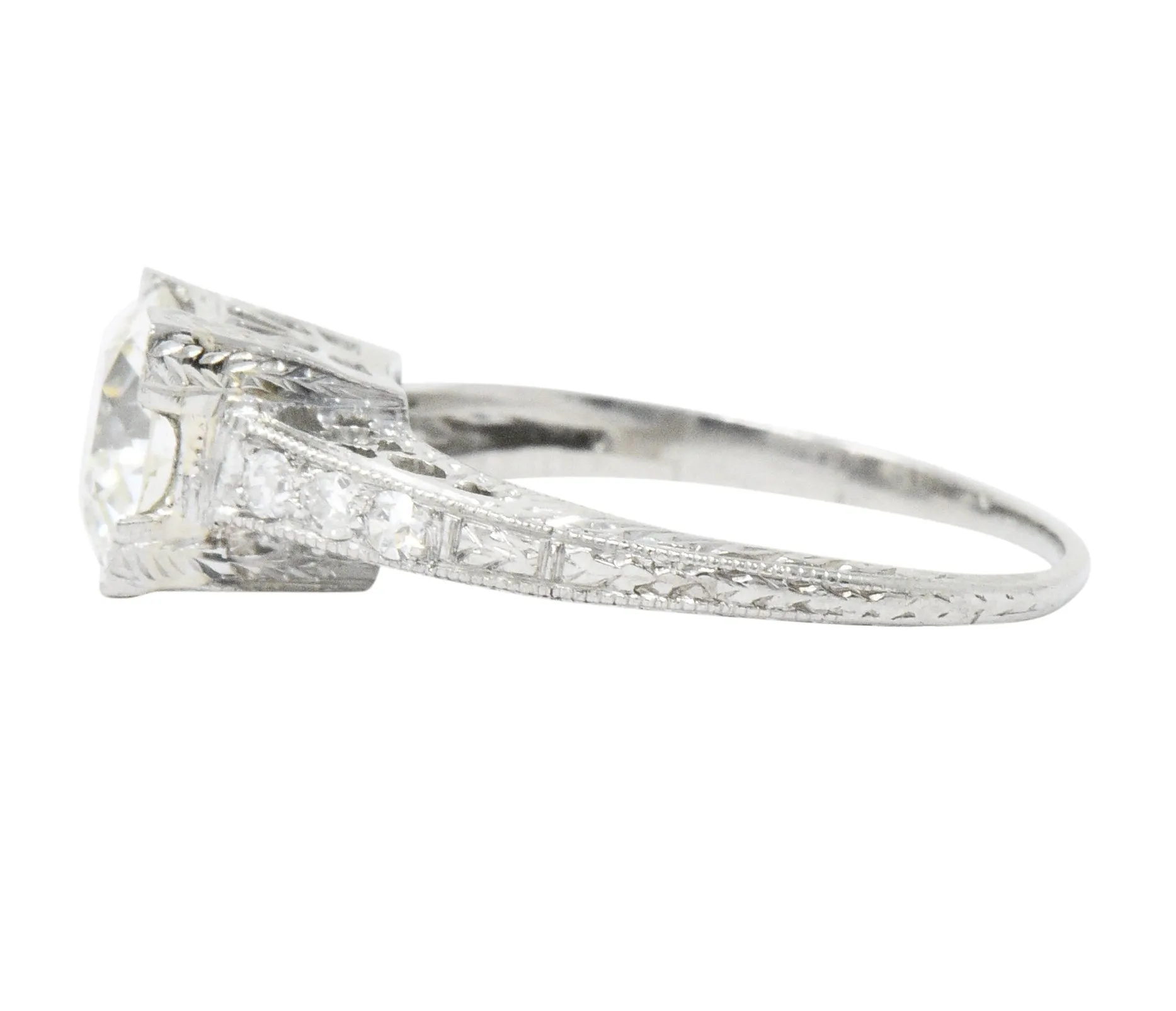 Late Art Deco 1.17 CTW Diamond Platinum Engagement Ring GIA