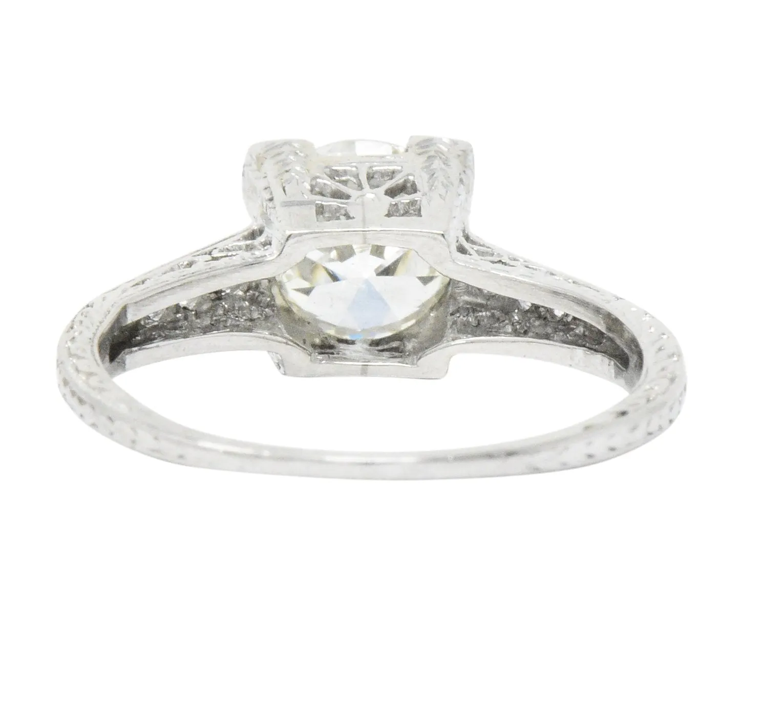 Late Art Deco 1.17 CTW Diamond Platinum Engagement Ring GIA