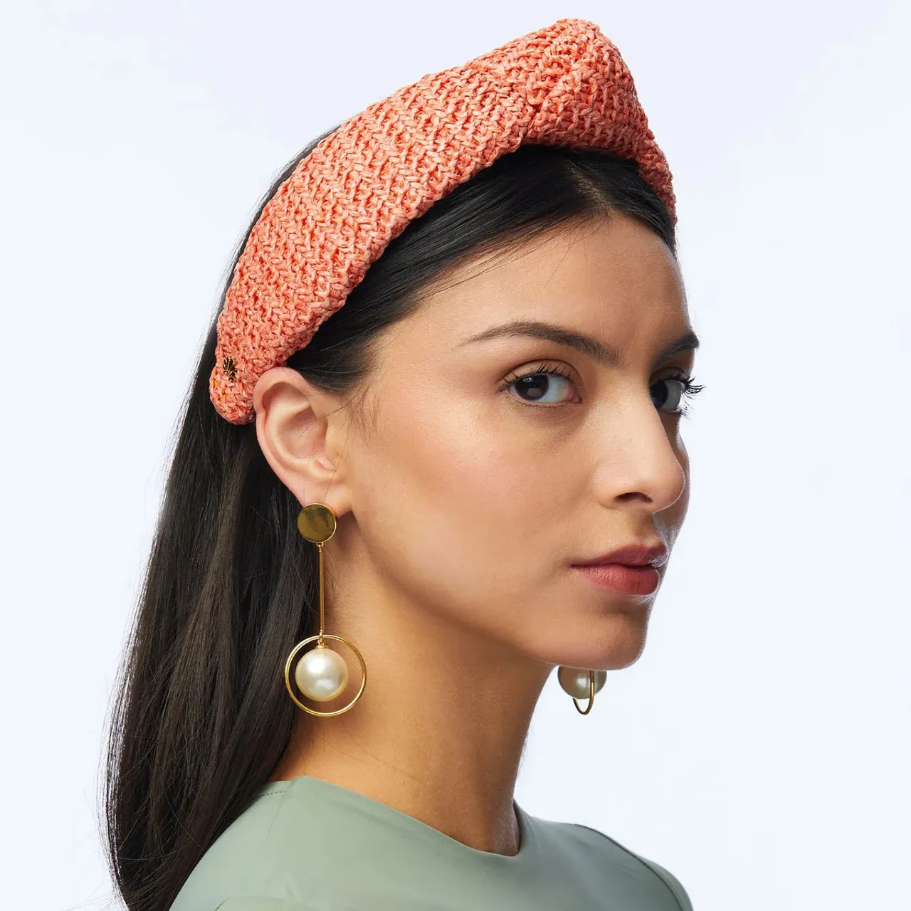 Lele Sadoughi Raffia Knotted Headband, Apricot