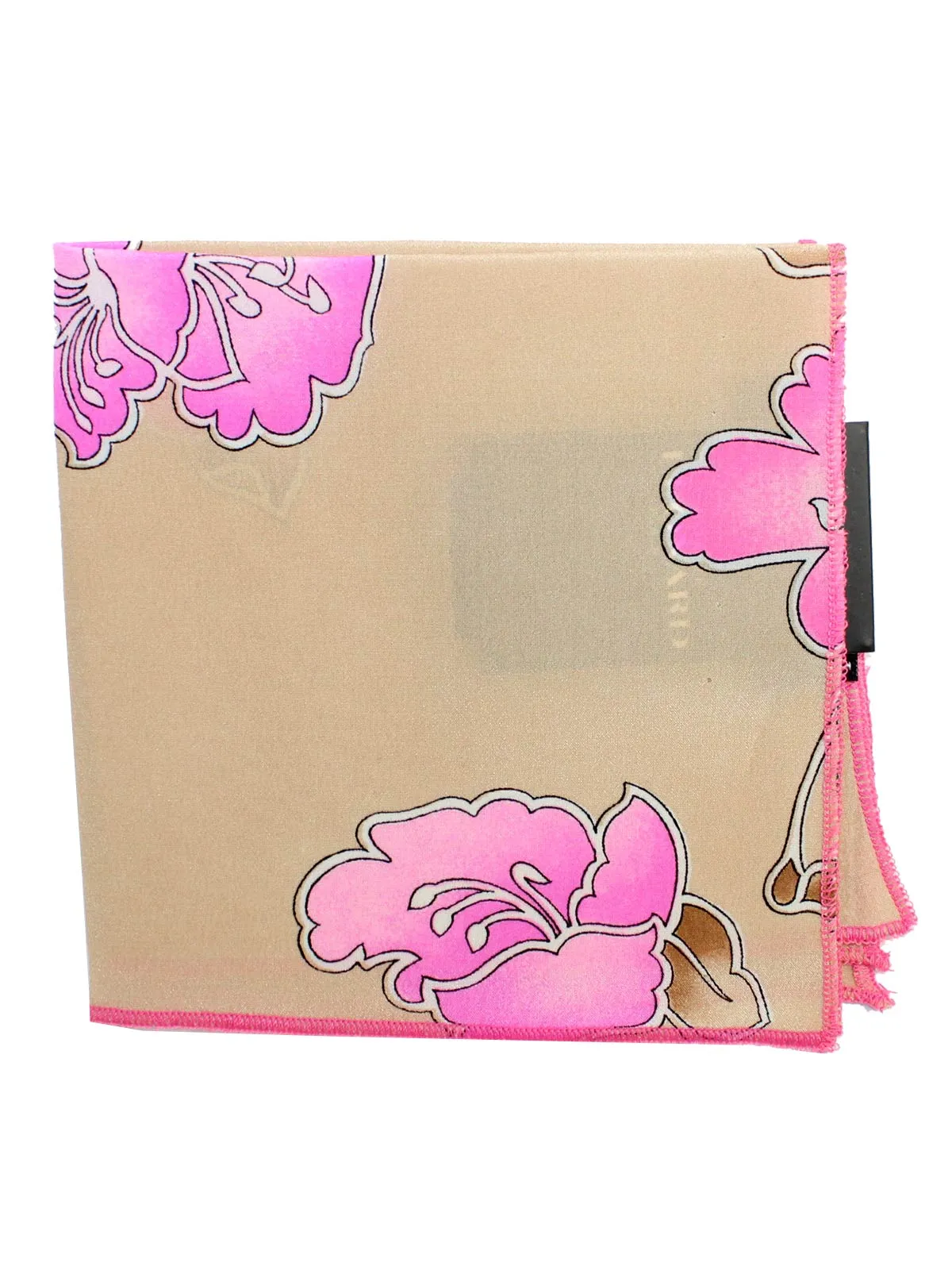 Leonard Paris Pocket Square Cream Pink Floral SALE