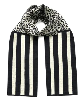 Leopard with Stripes Wool & Cashmere Scarf