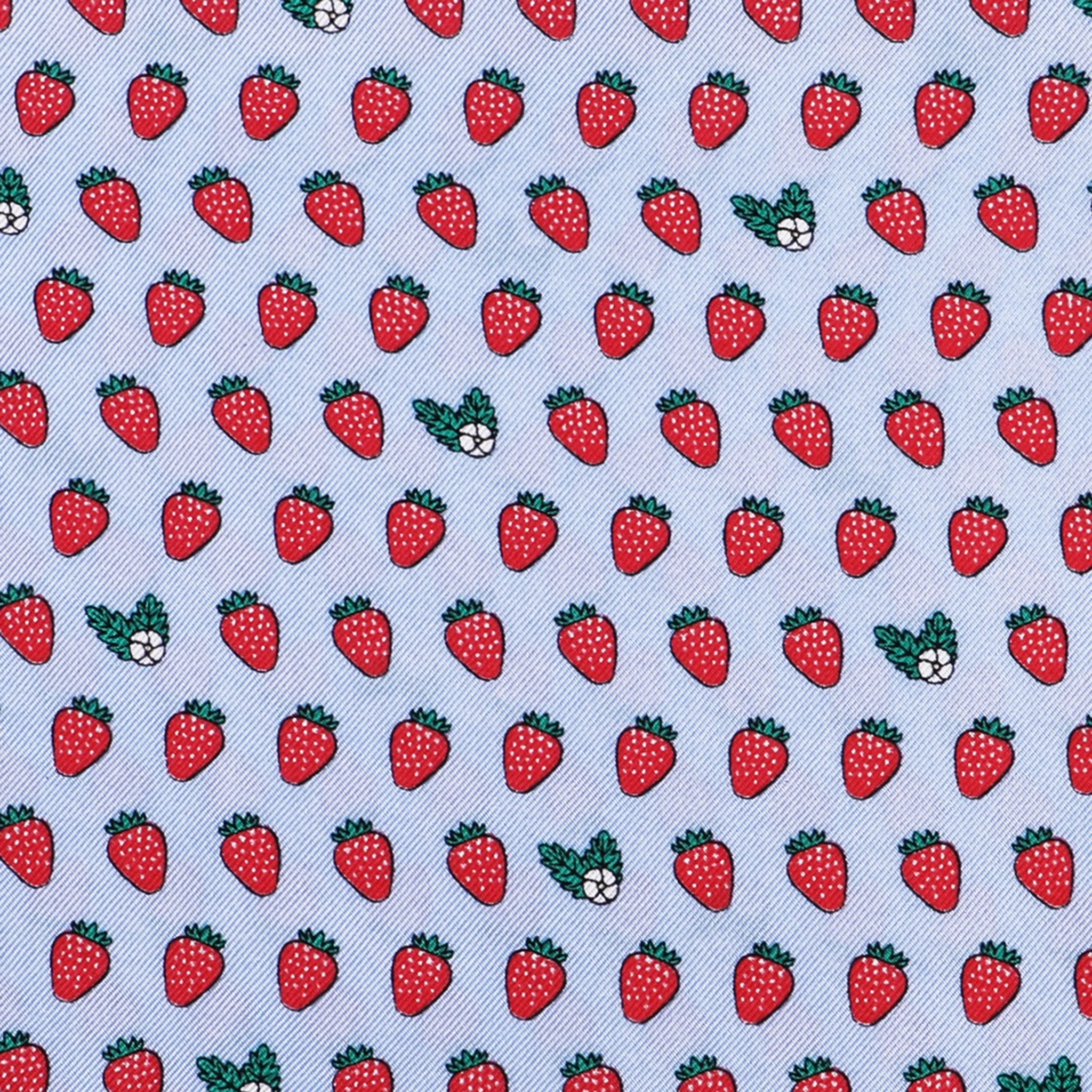 Limited Edition NOLA Couture X Haspel Lt. Blue Strawberry Print Pocket Square - O/S