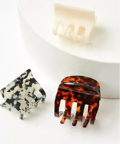 Loft Mixed Tortoiseshell Print Hair Clip Set