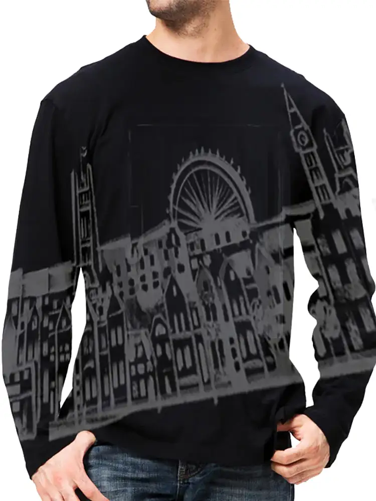 London-UK Ashore Travel Shirts- London-UK Series No. 232001 Artist Handpaint Long Sleeve Shirt EU Size 100% Cotton  High Quality