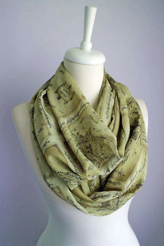 Lord of the Rings Map Handmade Infinity Scarf Limited Edition