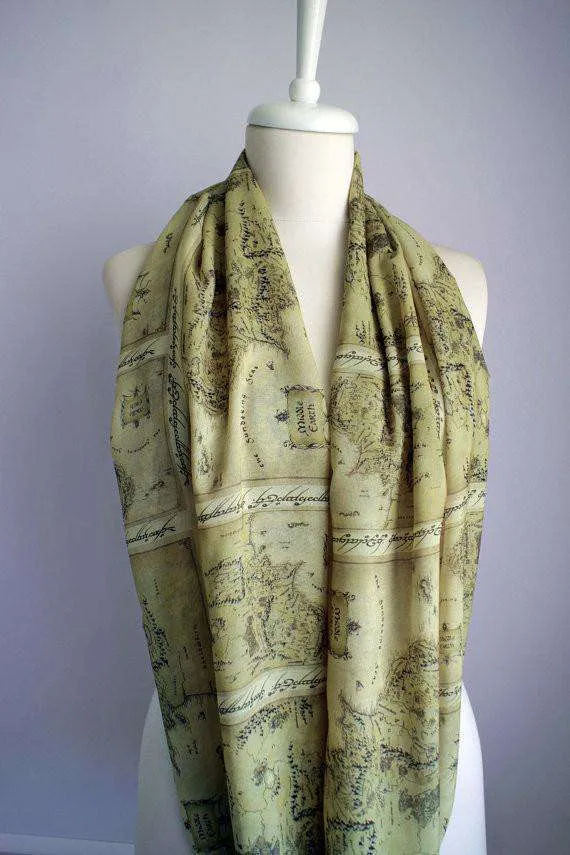 Lord of the Rings Map Handmade Infinity Scarf Limited Edition