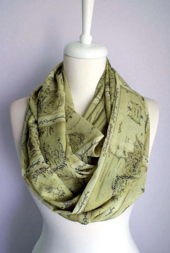 Lord of the Rings Map Handmade Infinity Scarf Limited Edition