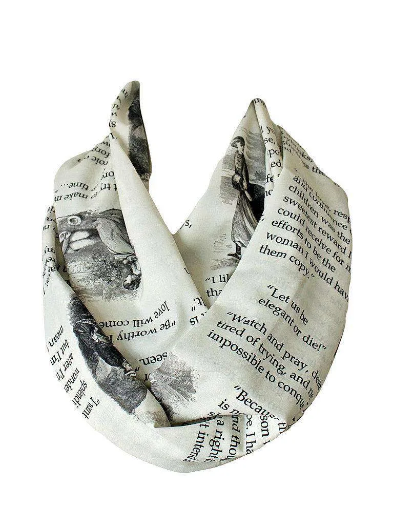 Louisa May Alcott Little Women Book infinity scarf Handmade Limited Edition