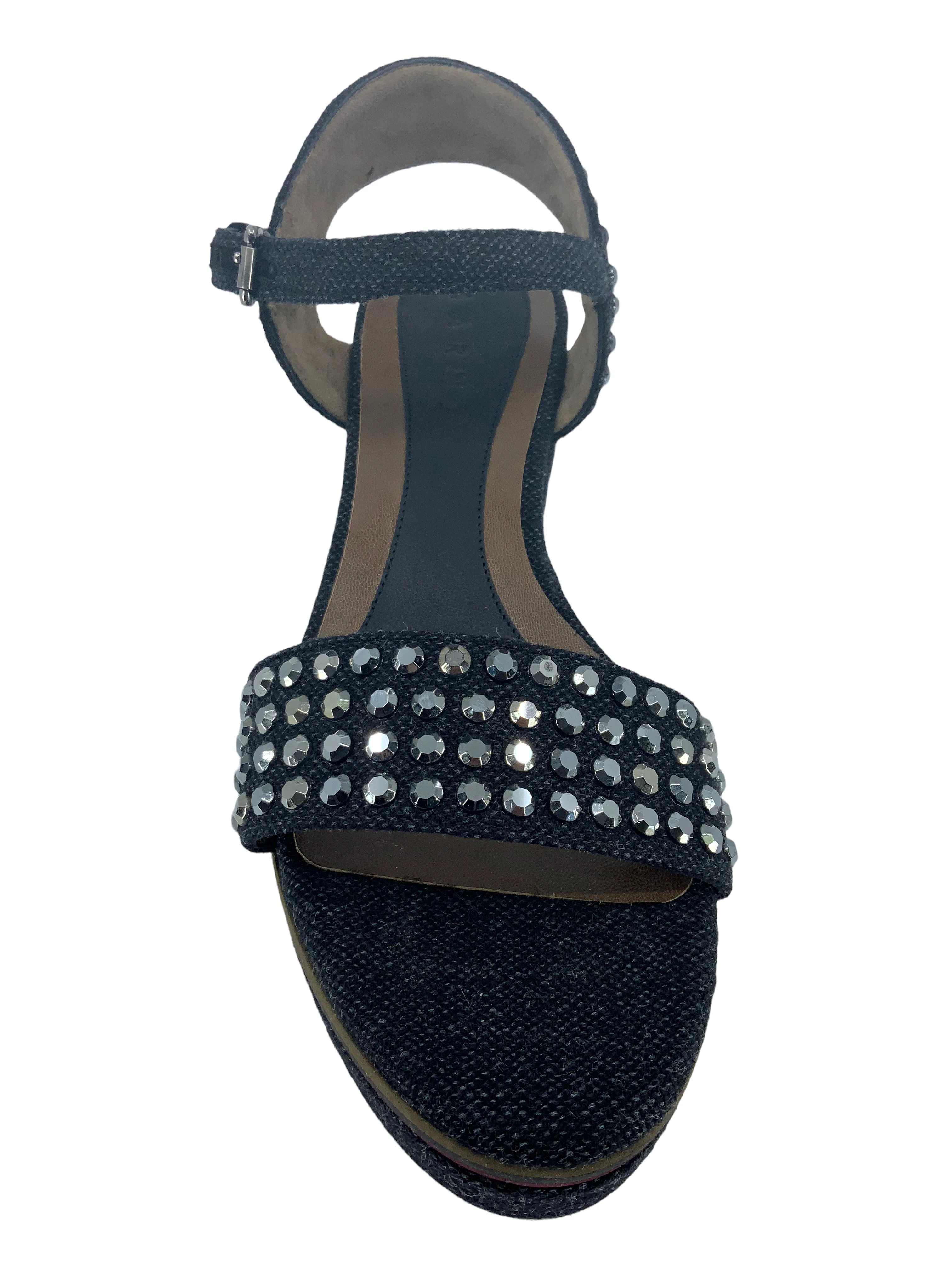 MARNI Studded Denim Ankle Strap Wedge Sandals Size 9