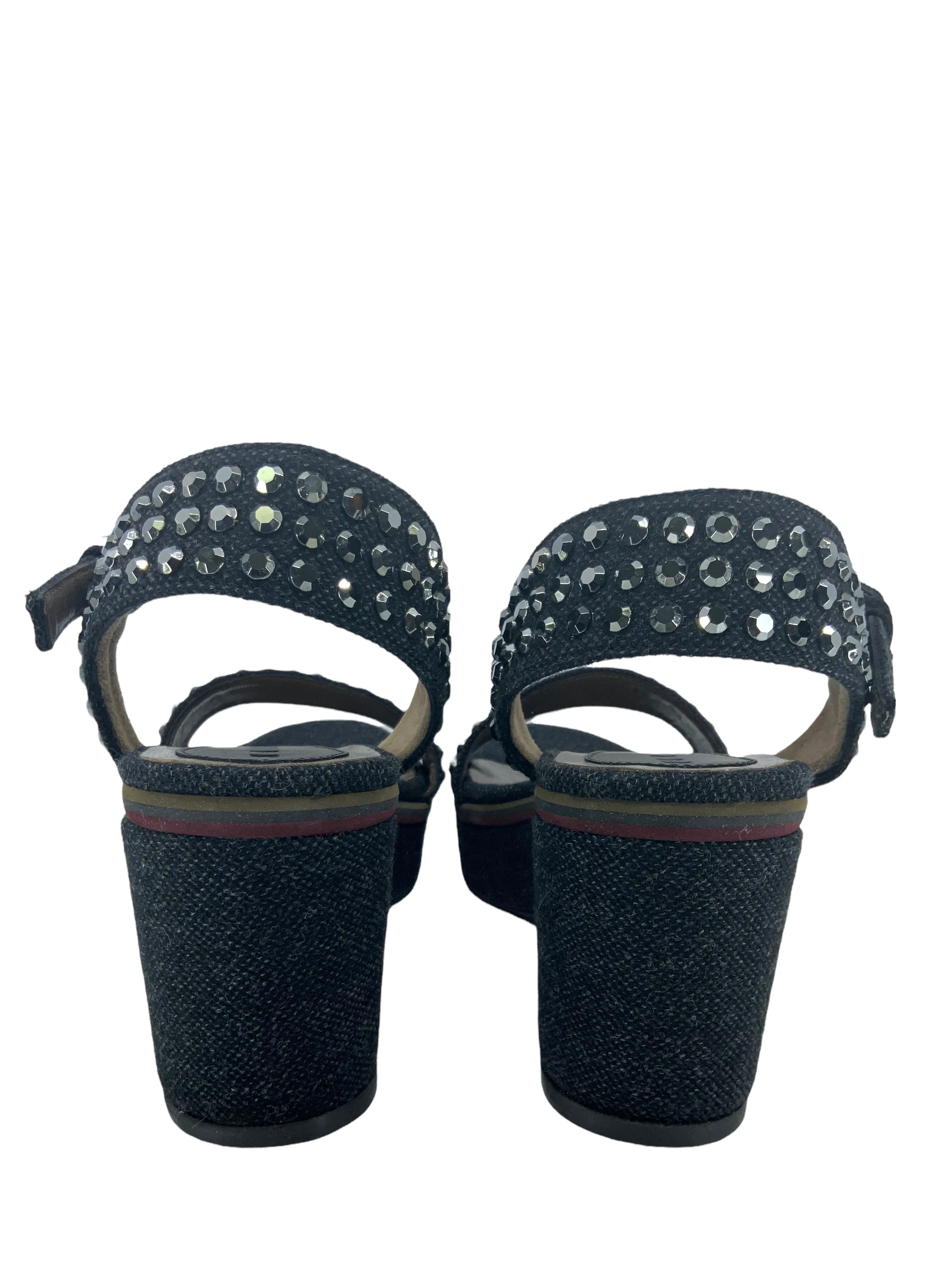 MARNI Studded Denim Ankle Strap Wedge Sandals Size 9