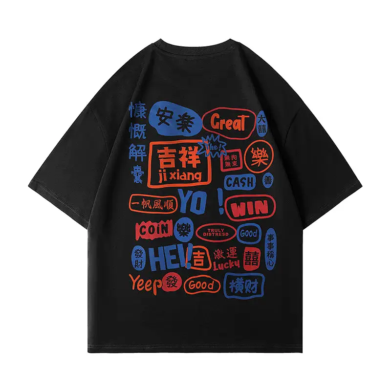 Men Manga Graphic Cotton Harajuku Graffiti Tees