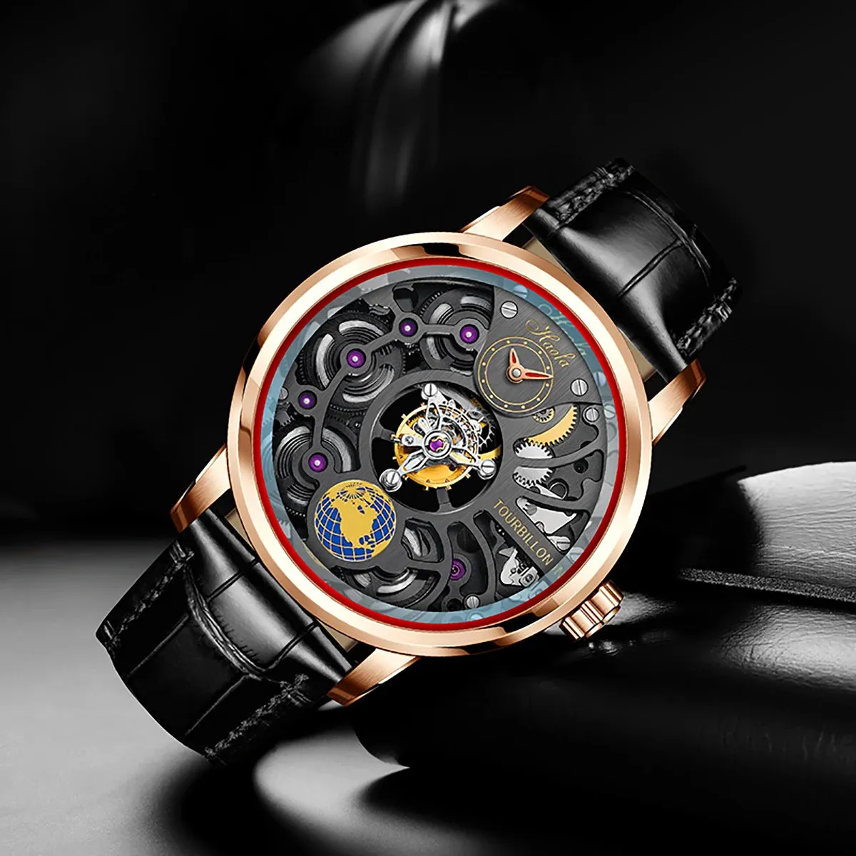 Men's Center Tourbillon Double Skeleton Manual 120H Power Reserve Watch