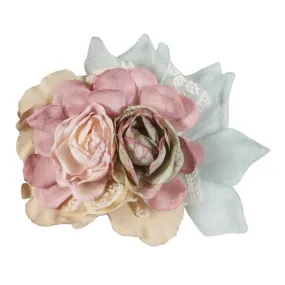 Mimilú Hair Clip With Pastel Teal And Pink Flowers