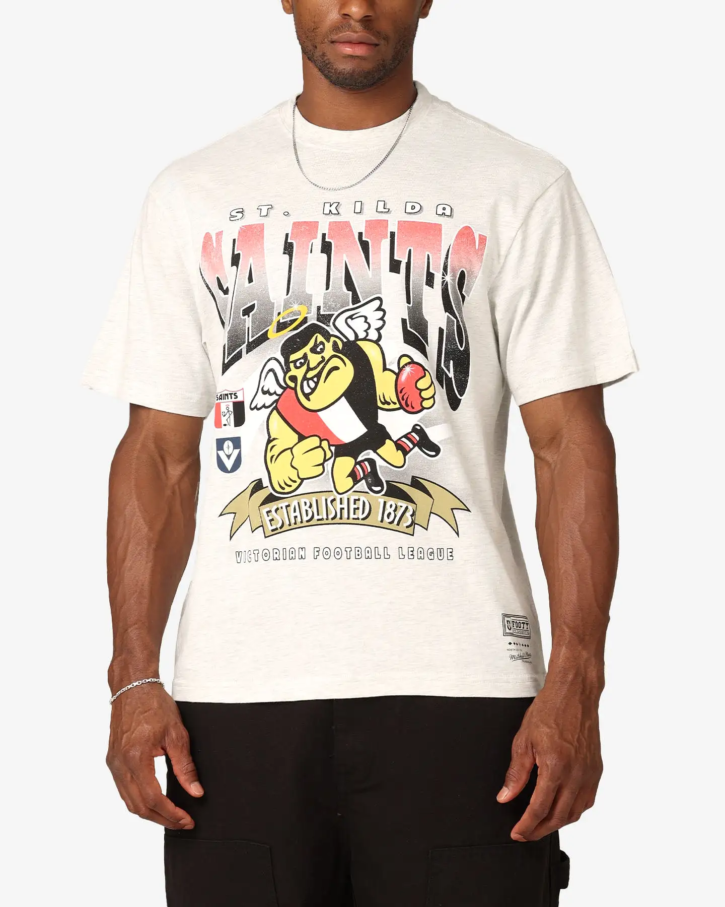 Mitchell & Ness St. Kilda Saints Character T-Shirt Silver Marle