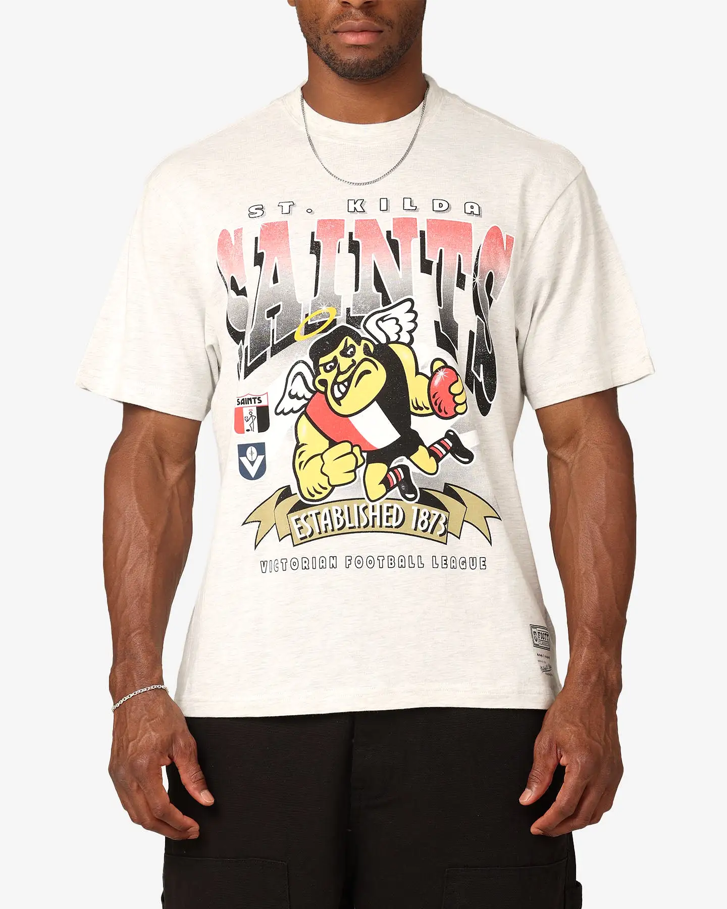 Mitchell & Ness St. Kilda Saints Character T-Shirt Silver Marle