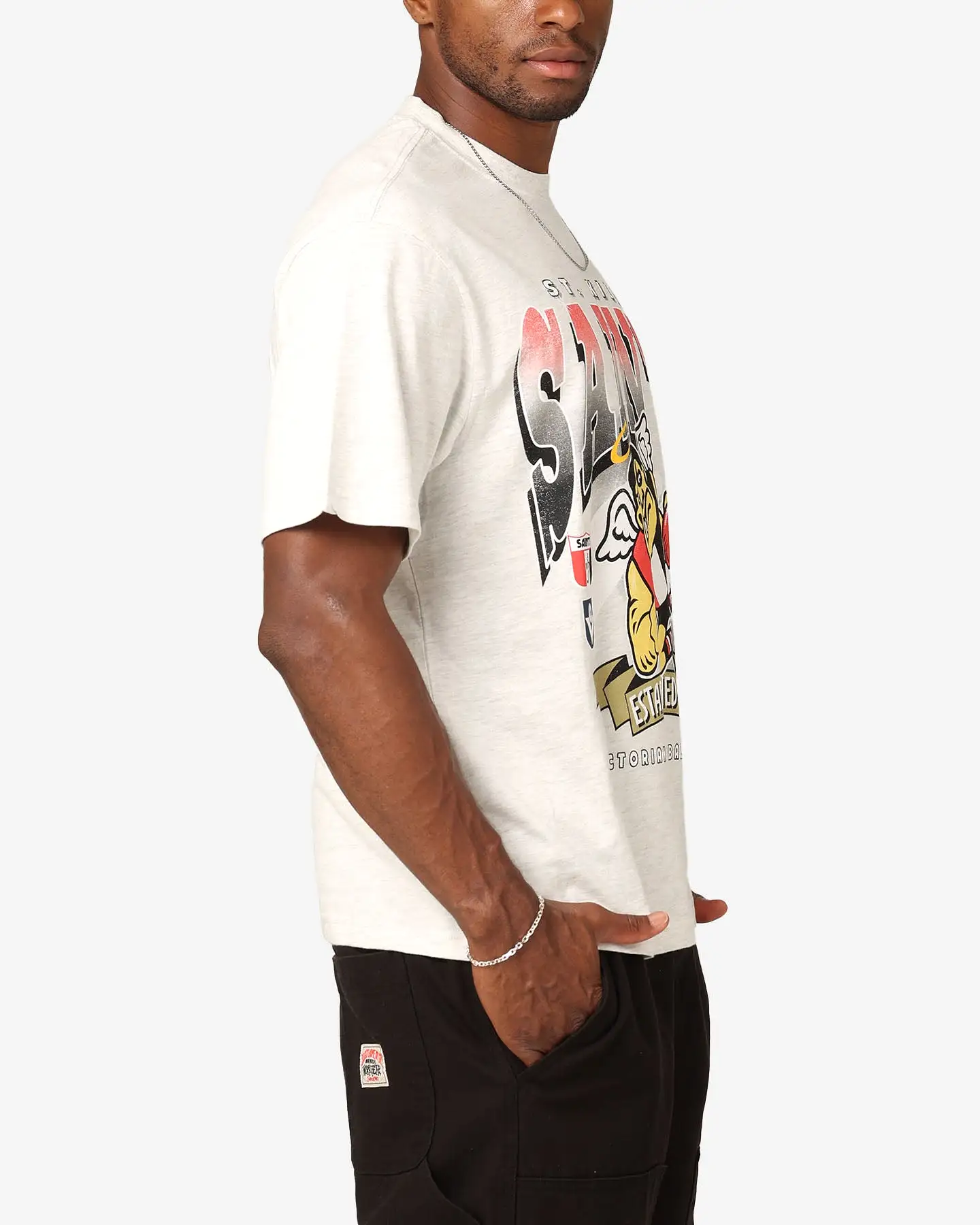 Mitchell & Ness St. Kilda Saints Character T-Shirt Silver Marle