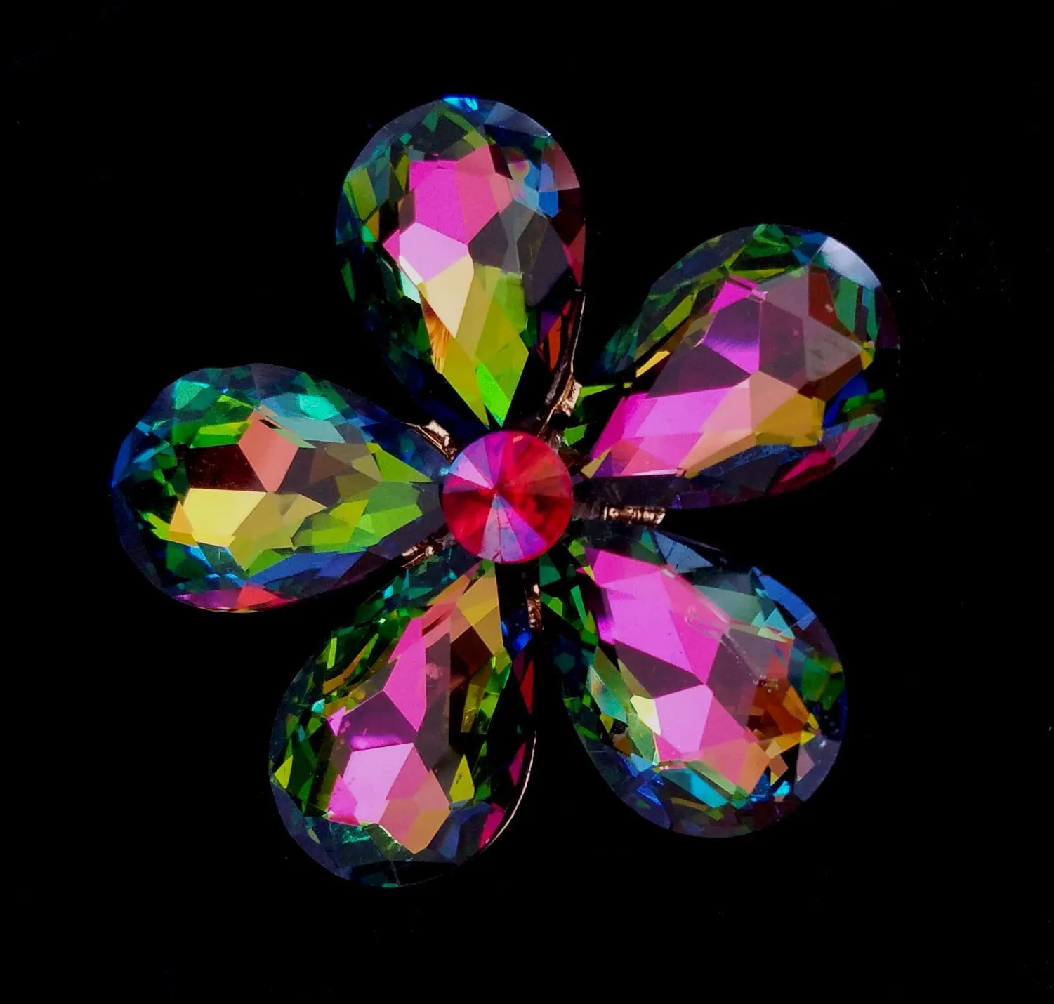 Multi-Color Crystal Flower Magnetic Brooch