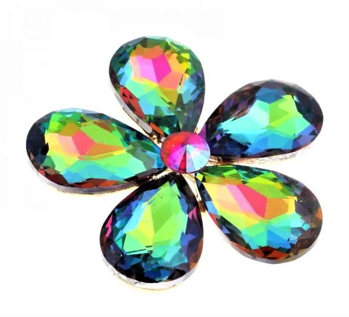 Multi-Color Crystal Flower Magnetic Brooch