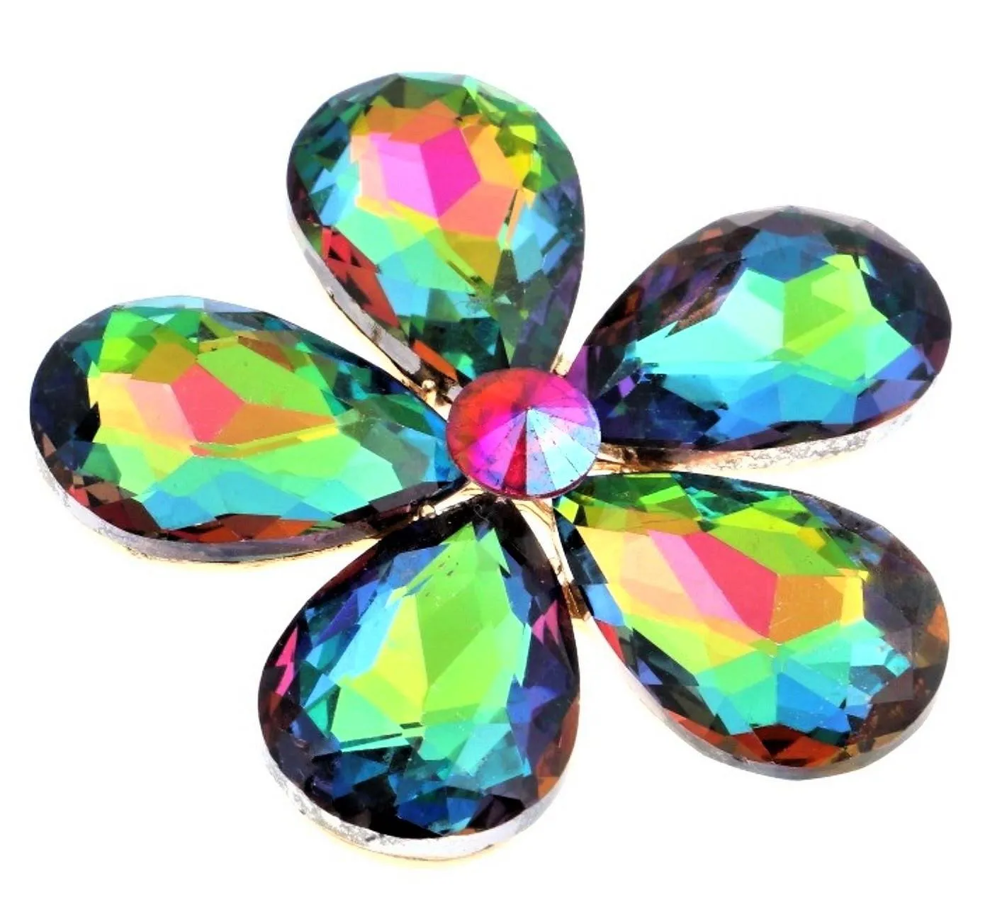 Multi-Color Crystal Flower Magnetic Brooch